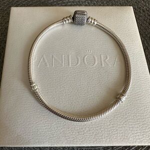 Retired Pandora Clear Pave Clasp Snake-chain Bracelet